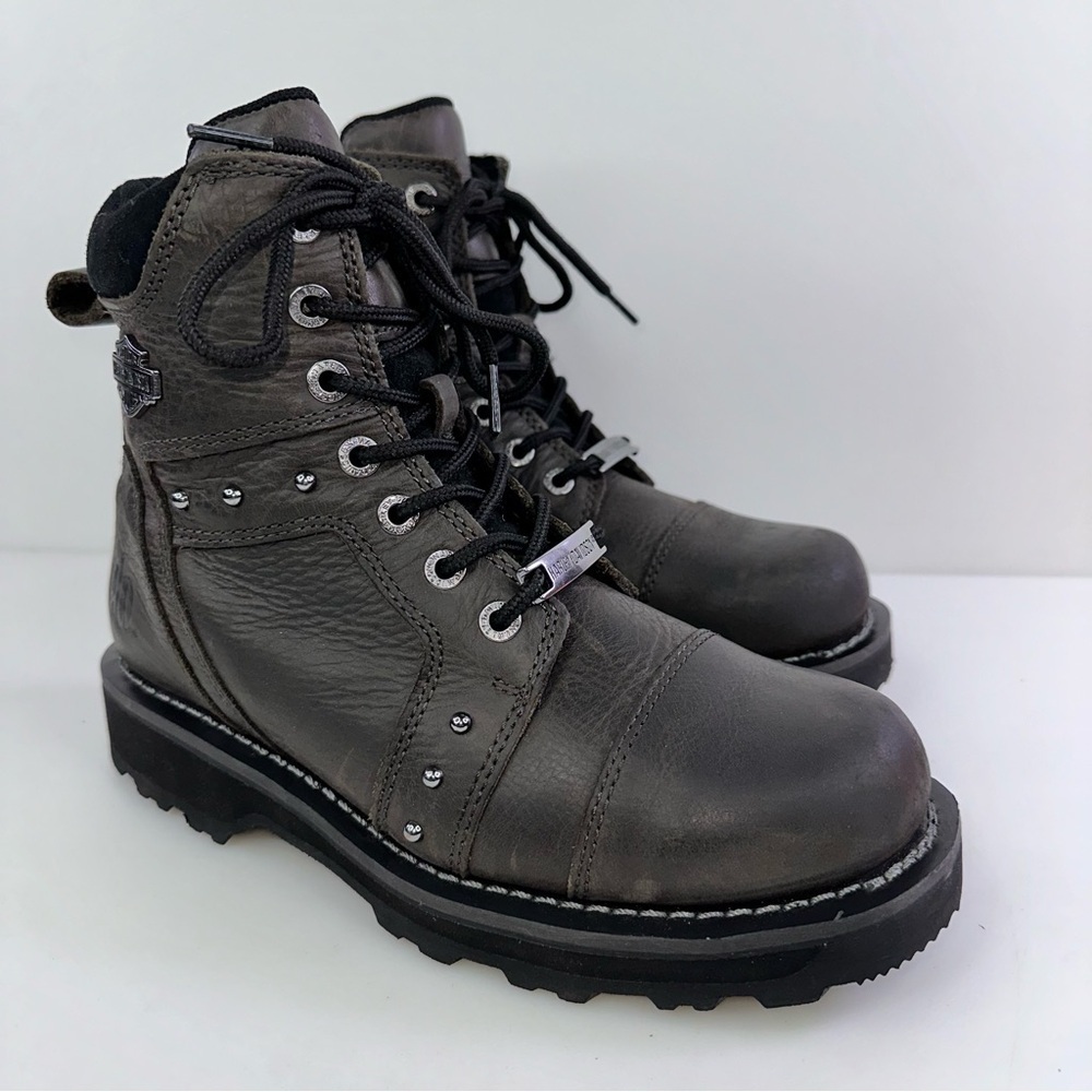 Harley-Davidson Women's Oakleigh D84277 Brown Lace Up Biker Boots - Size 9.5 M